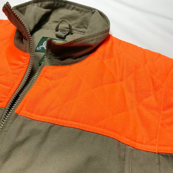Cabela's Shooting Hunting Jacket Hi-Viz Padded Shoulders Zip-Off Sleeves Mens L - Picture 5 of 10